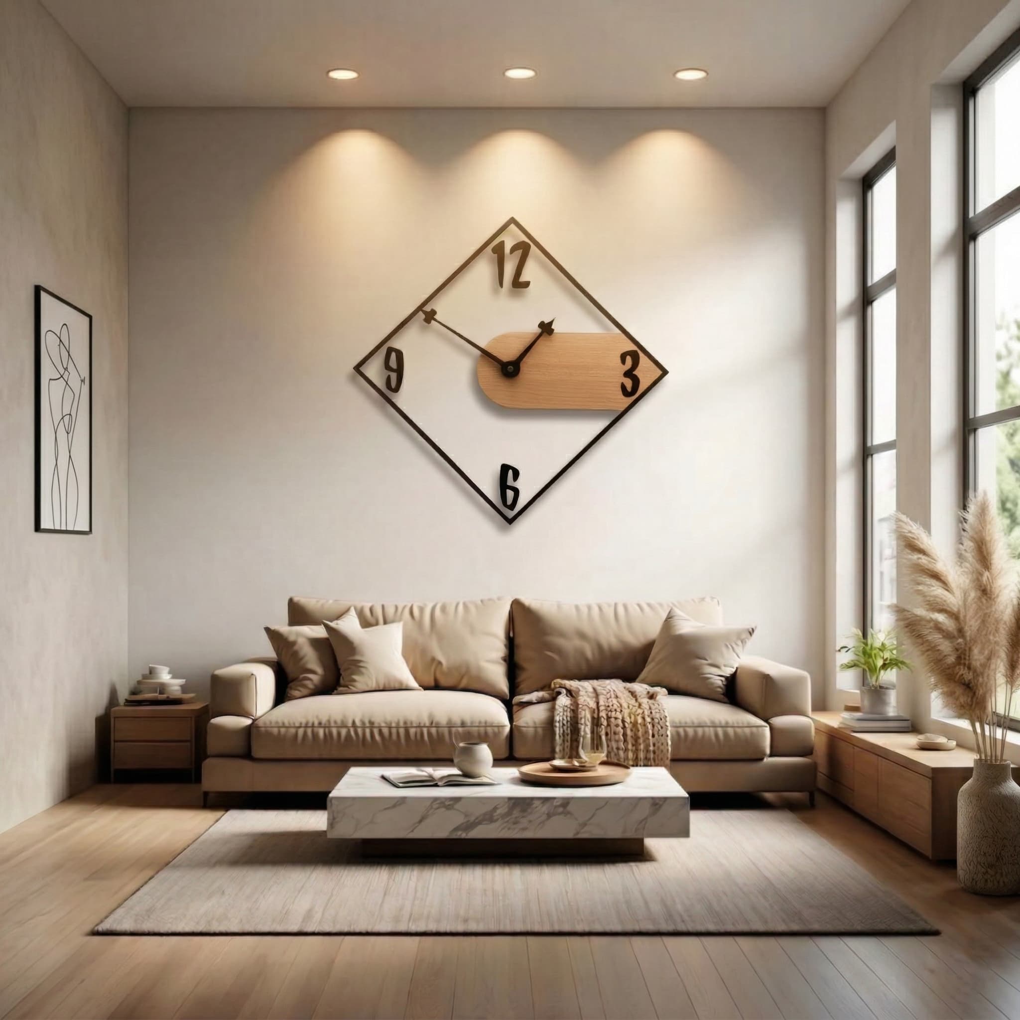 Diamond Wood Clock